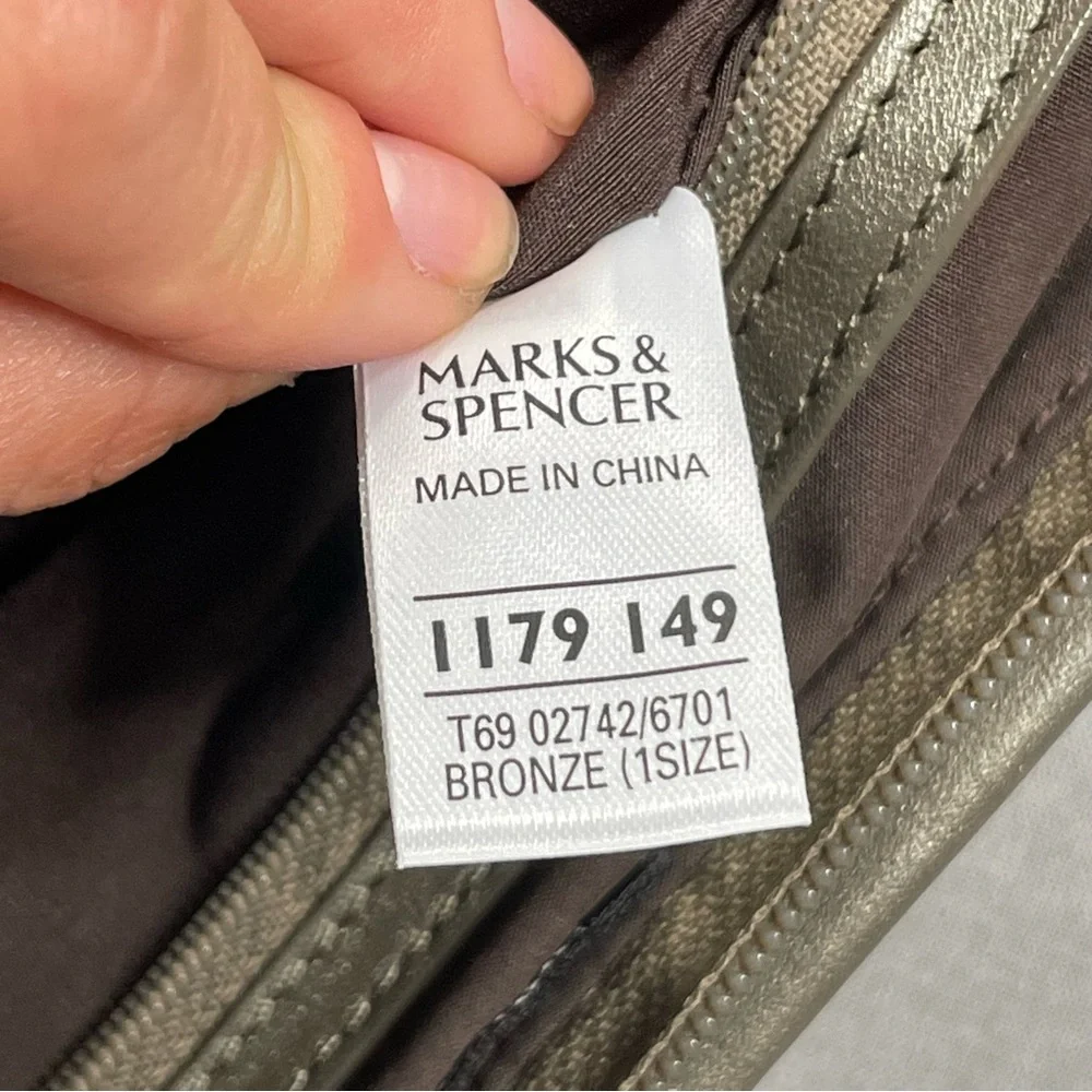 Marks & Spencer Limited Collection 100% Leather Y2K Style Bronze Metallic Bag